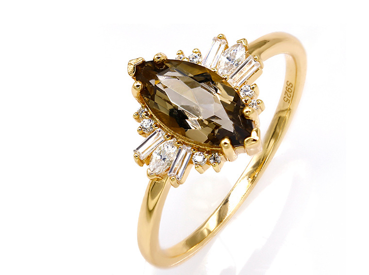 Stunning Tea Crystal Ring 1