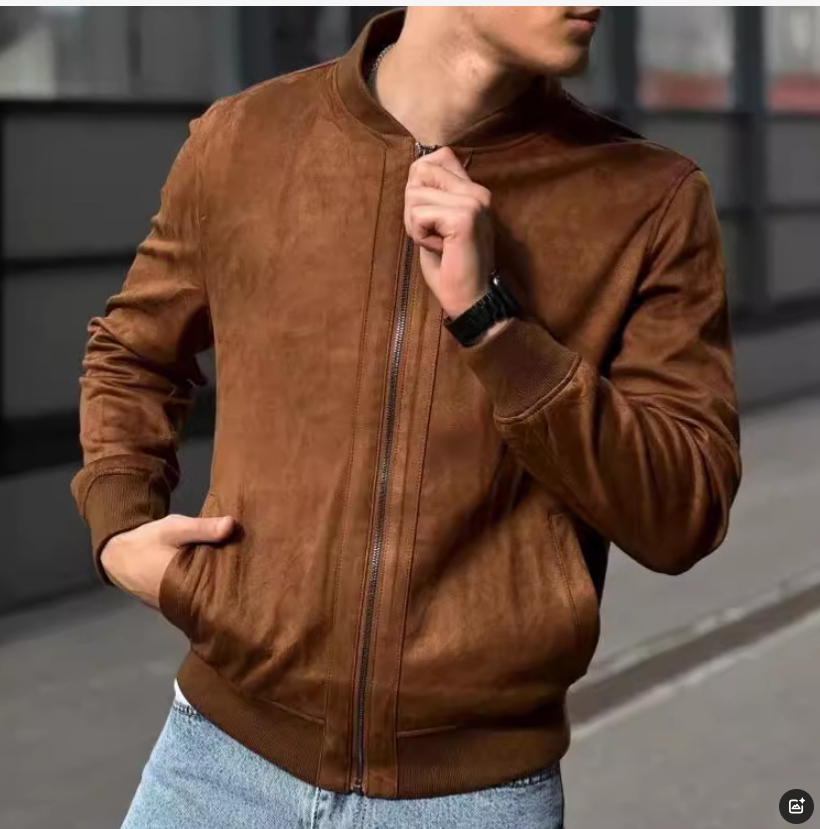 Casual suede solid color coat