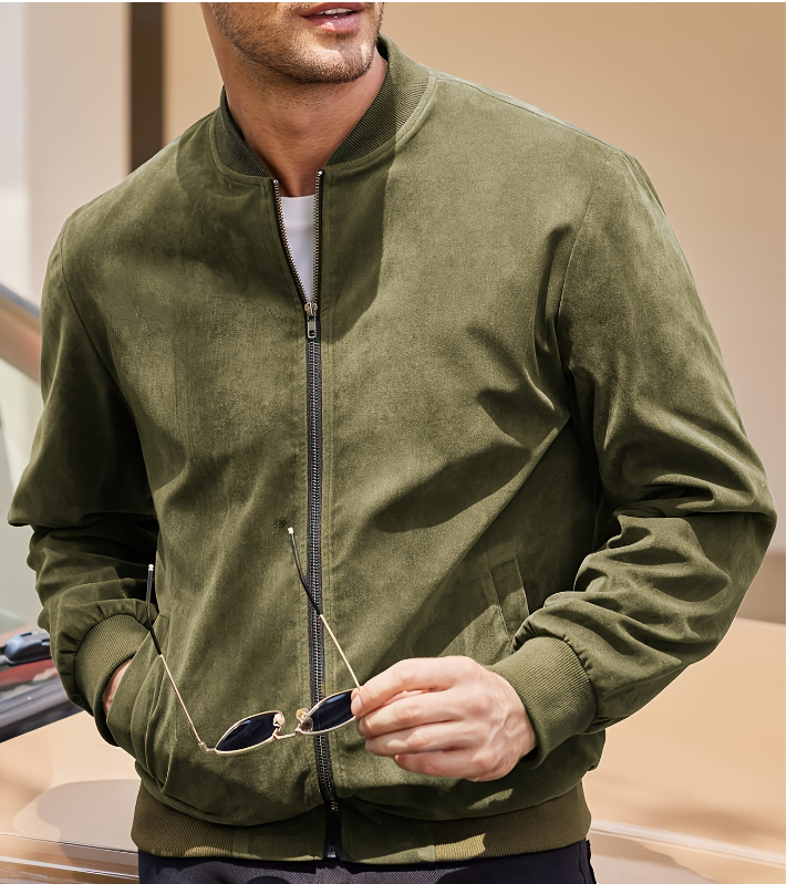 Casual suede solid color coat