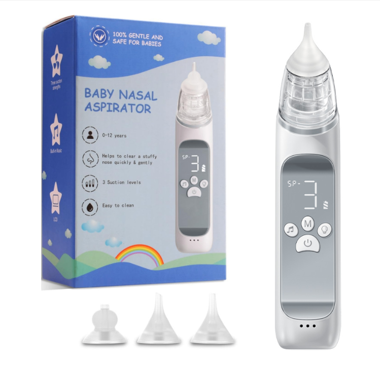 Baby Electric Nasal Aspirator Nose Suction Device with Food Grade Silicone Mouthpiece 3 Suction Modes and Soothing Music image
