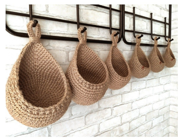 Bohemian Hand-Woven Hanging Vegetable Fruit Basket Indoor Outdoor Ecological Wall Hanging Basket Home Vintage Decorative Gift image