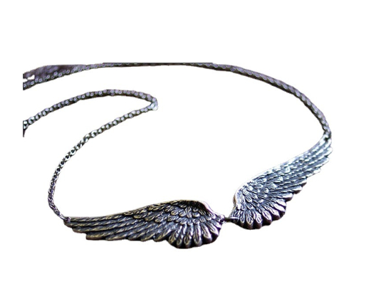 Vintage Angel Wings Feather Choker Big Pendant Aesthetic Link Chains Statement Necklace for Women Collar Bib Wedding Tribal Gift