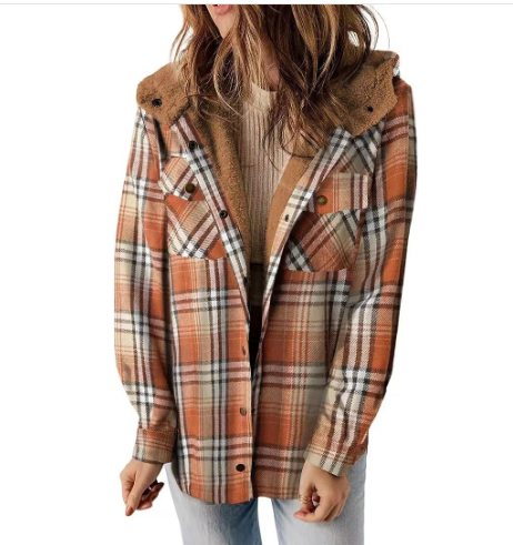 Plaid Hooded Jacket Detail