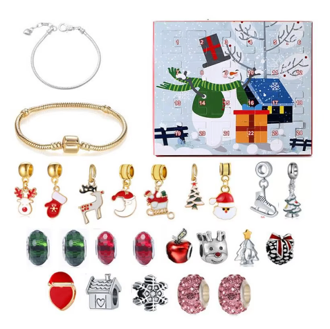 Red calendar gift box set diy beaded blind box Christmas bracelet image