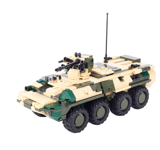 MOC WW2 Russian BTR-82 armored vehicle Soviet military tank assembled building blocks for World War II armored vehicles