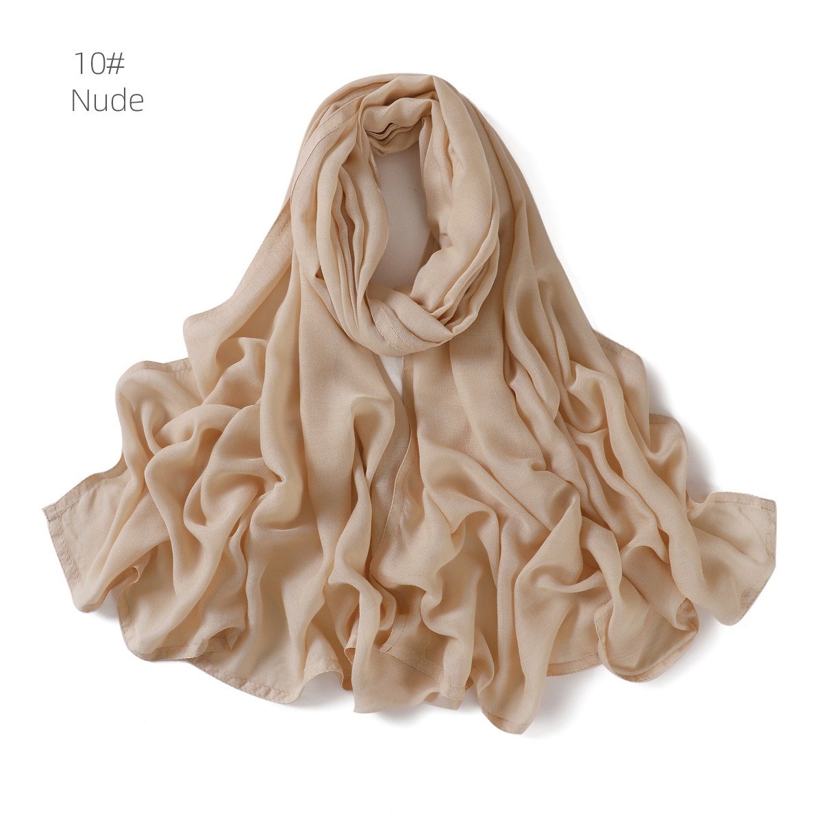Soft Viscose Cotton Solid Color Scarf Fashion Wide Edge Thin Hijabs High Quality Headscarf Long Shawls for Muslim Woman image