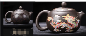 Bule de Argila Roxa Vintage com Dragões e Fênix Bigstock image