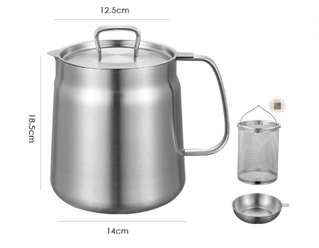 304 Stainless Steel Oil Jar With Drainer Basket