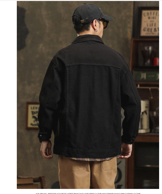Men's cotton lapel Coat Vintage Style Stylish Cargo Jacket Upscale casual Denim jacket Spring 2025