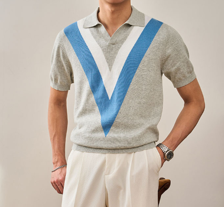 Polo de patchwork a rayas a la moda 2