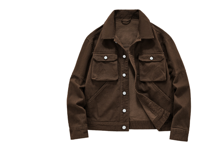 American Style Denim Jacket Men's Spring and Autumn South Korea Trendy Multi-Pocket Windproof Jacket Men Casual Lapel Loose Coat