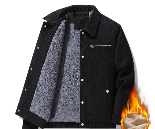 Winter Jackets for Men Fleece Thicken Warm Corduroy Jackets Male Outwear Fashion Single Breasted Coats Thermal Windbreaker Parka image