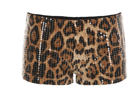 Sequin Leopard Printed Micro Shorts