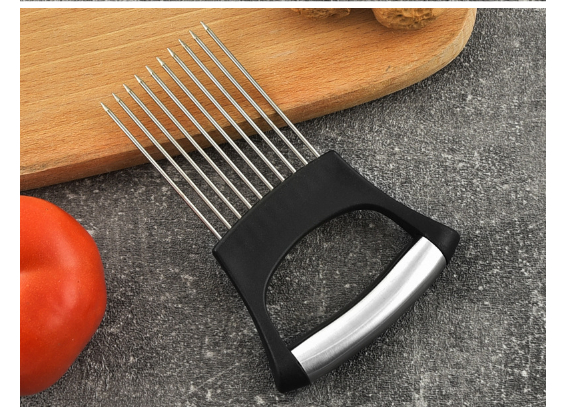 AccuSlice? Onion Potato Vegetable Meat Holder Slicer Stainless Steel
