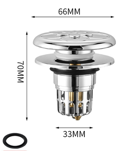 Push-type deodorizing filter plug for wash basin