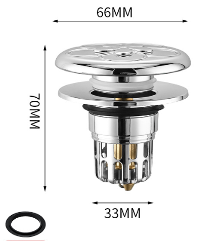 Push-type deodorizing filter plug for wash basin image