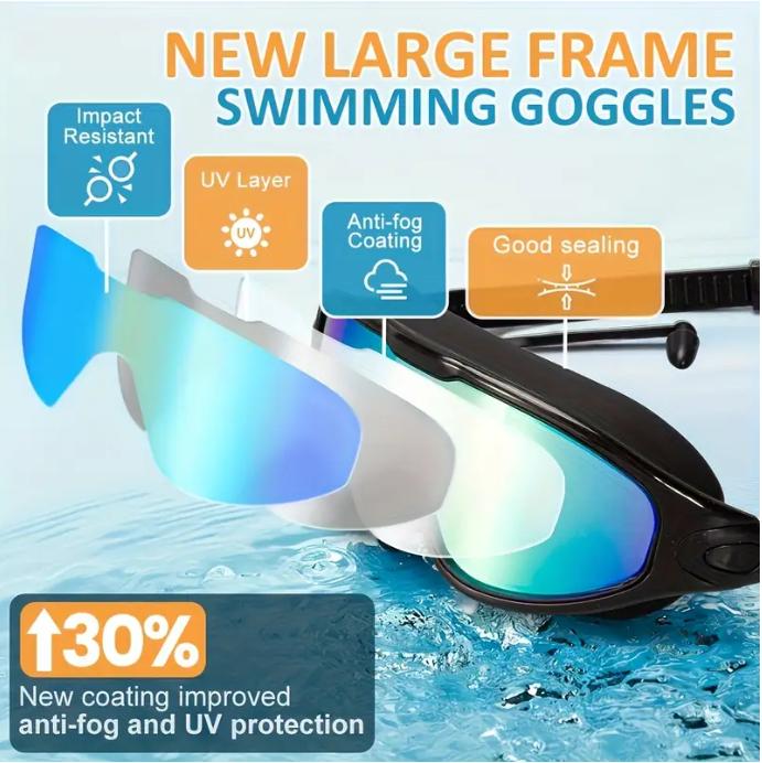 New large frame swimming goggles for adults HD anti-fog electroplating swimming goggles