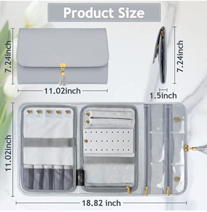 Folding jewelry bag travel portable jewelry storage bag