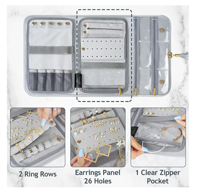 Folding jewelry bag travel portable jewelry storage bag