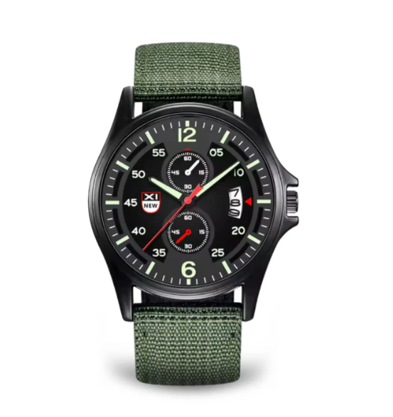 Fashionable Nylon Strap Sports Military Calendar Quartz Watch