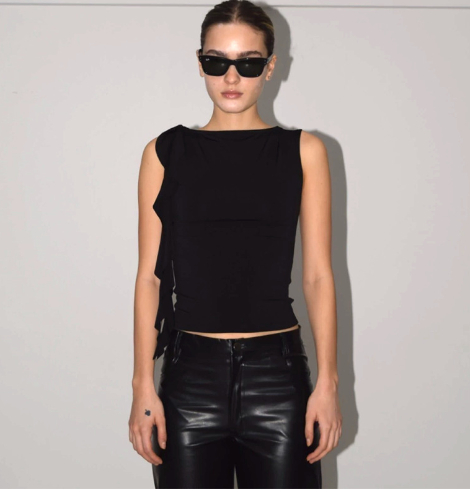 Sleeveless Ruffle Fringe Vest Top