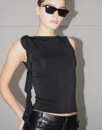 Sleeveless Ruffle Fringe Vest Top