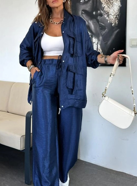 Modische Oversize-Jacke und Hose Set