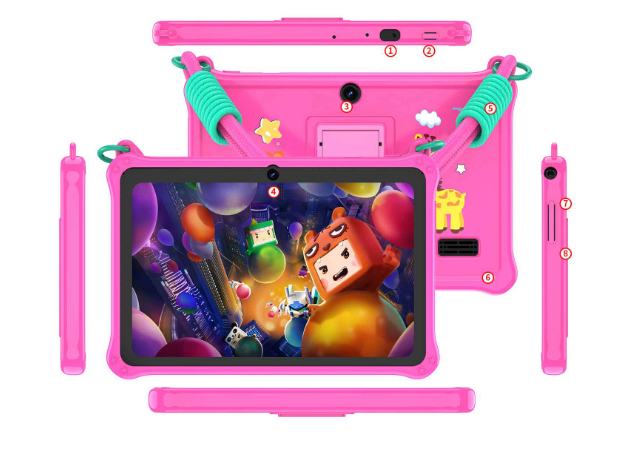 Tablet Para Niñas Pritom 7'' 32GB y 4GB de memoria RAM Android 13 Tableta Con Funda Color Rosa