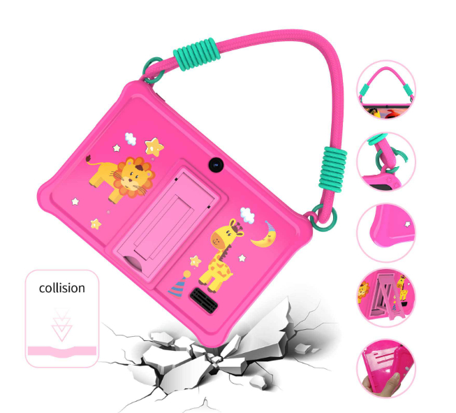 Tablet Para Niñas Pritom 7'' 32GB y 4GB de memoria RAM Android 13 Tableta Con Funda Color Rosa