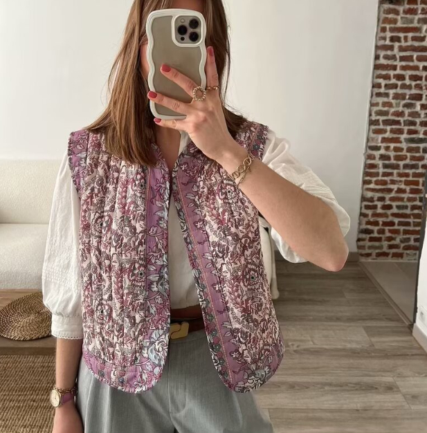 Fashion Printed Cotton Vest Jacket