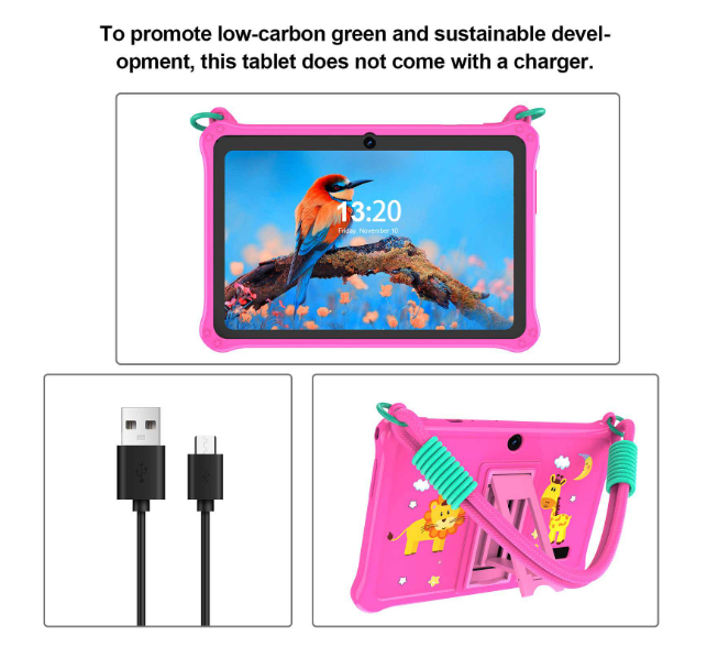 Tablet Para Niñas Pritom 7'' 32GB y 4GB de memoria RAM Android 13 Tableta Con Funda Color Rosa