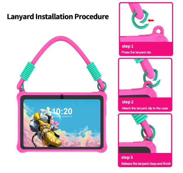 Tablet Para Niñas Pritom 7'' 32GB y 4GB de memoria RAM Android 13 Tableta Con Funda Color Rosa