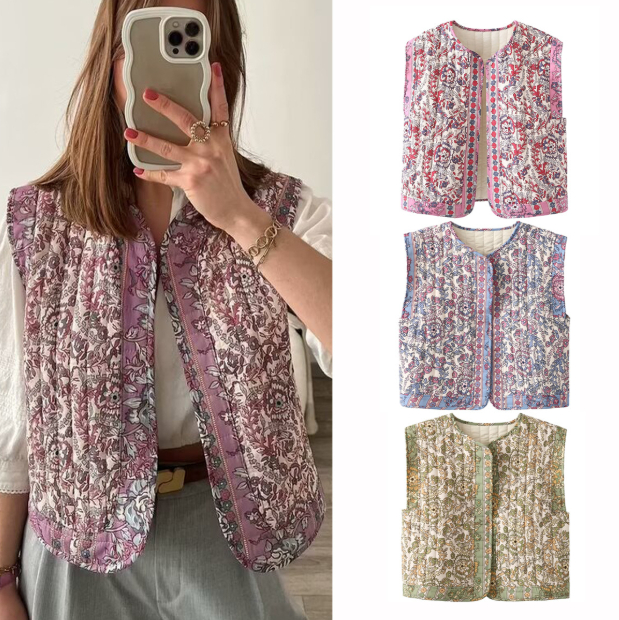 Fashion Printed Cotton Vest Jacket