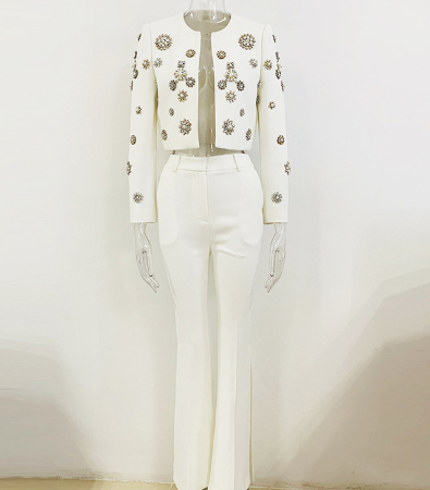 Short jacket jacket, split flared pants