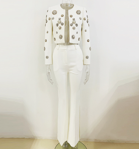 Short jacket jacket, split flared pants image