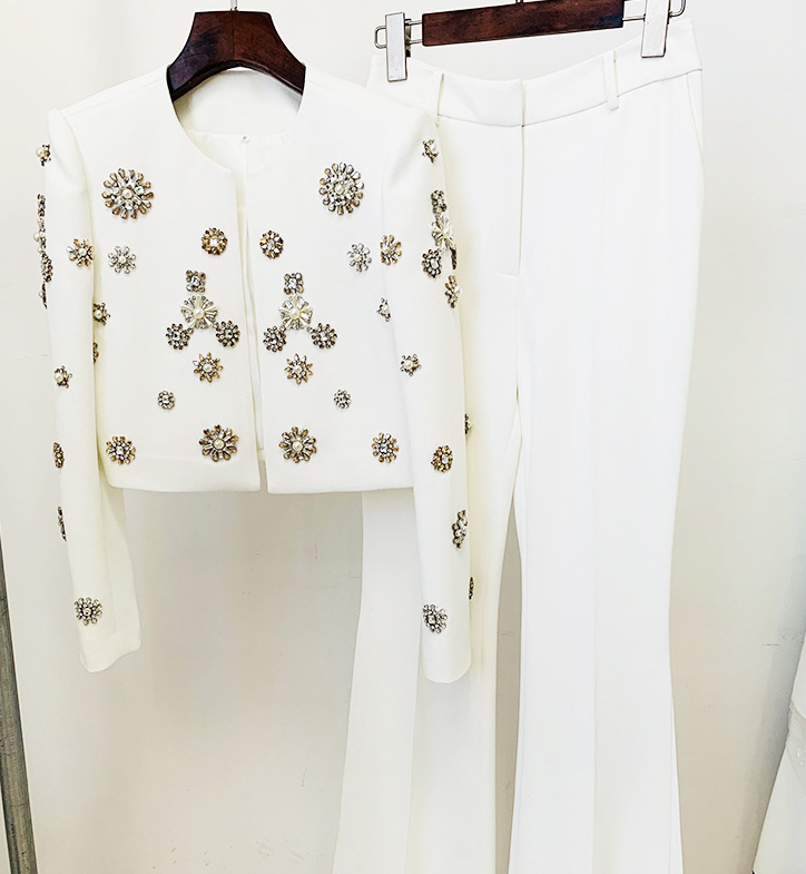 Short jacket jacket, split flared pants