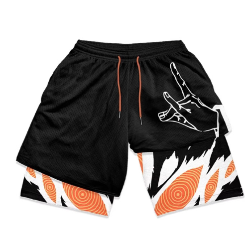 3D digital printing adult double layer fitness shorts image