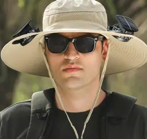 Long endurance lithium battery fan, solar charging, strong wind power, summer sun protection hat, men's sun protection fisherman hat, quick drying