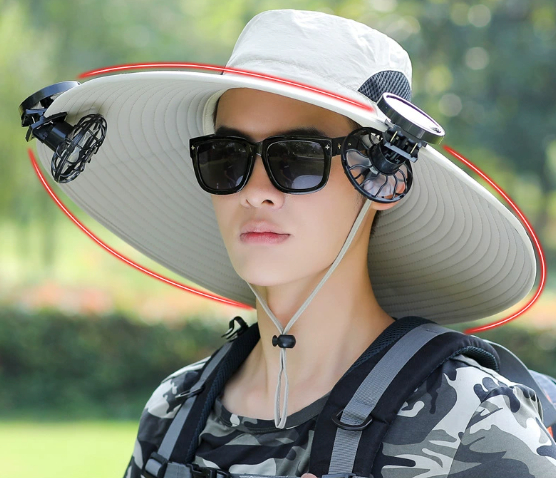 Solar fan hat men's summer outdoor sun hat steel wire shaped fisherman hat casual sun hat