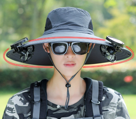 Solar fan hat men's summer outdoor sun hat steel wire shaped fisherman hat casual sun hat