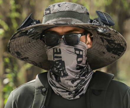 Long endurance lithium battery fan, solar charging, strong wind power, summer sun protection hat, men's sun protection fisherman hat, quick drying