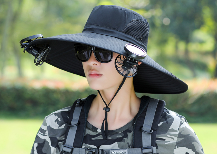 Solar fan hat men's summer outdoor sun hat steel wire shaped fisherman hat casual sun hat