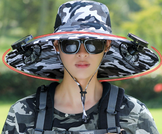 Solar fan hat men's summer outdoor sun hat steel wire shaped fisherman hat casual sun hat