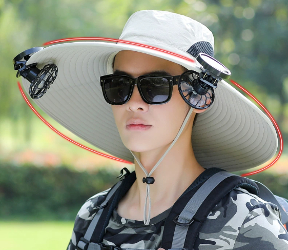 Solar fan hat men's summer outdoor sun hat steel wire shaped fisherman hat casual sun hat