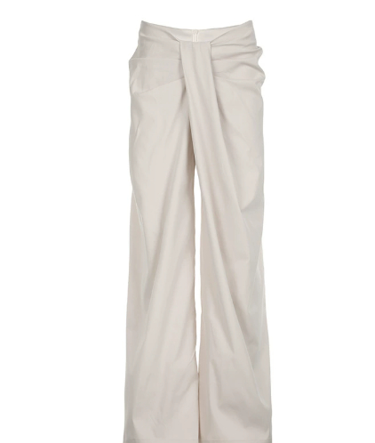 Elegant style with irregular cross waisted features, loose and slimming wide leg pants, autumn and winter temperament, hanging casual pants