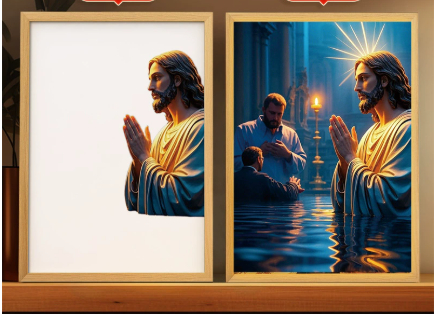 Lights, picture frames, crosses, redemption angels, and night lights decorated with simple study illuminated paintings
