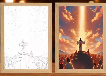 Lights, picture frames, crosses, redemption angels, and night lights decorated with simple study illuminated paintings