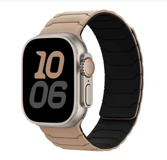 Two tone integrated silicone magnetic apple strap