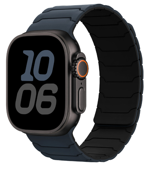 Two tone integrated silicone magnetic apple strap