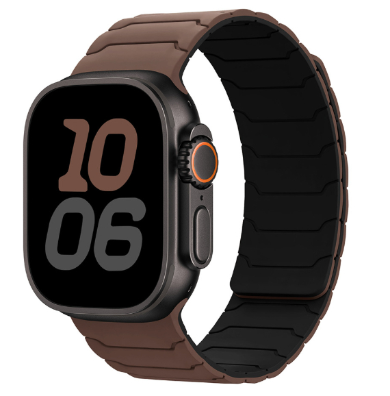 Two tone integrated silicone magnetic apple strap